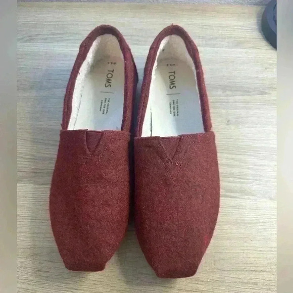 Toms Classic Slip Ons Burnt Henna Good Vibes Felt Wool Shearling - Picture 3 of 5